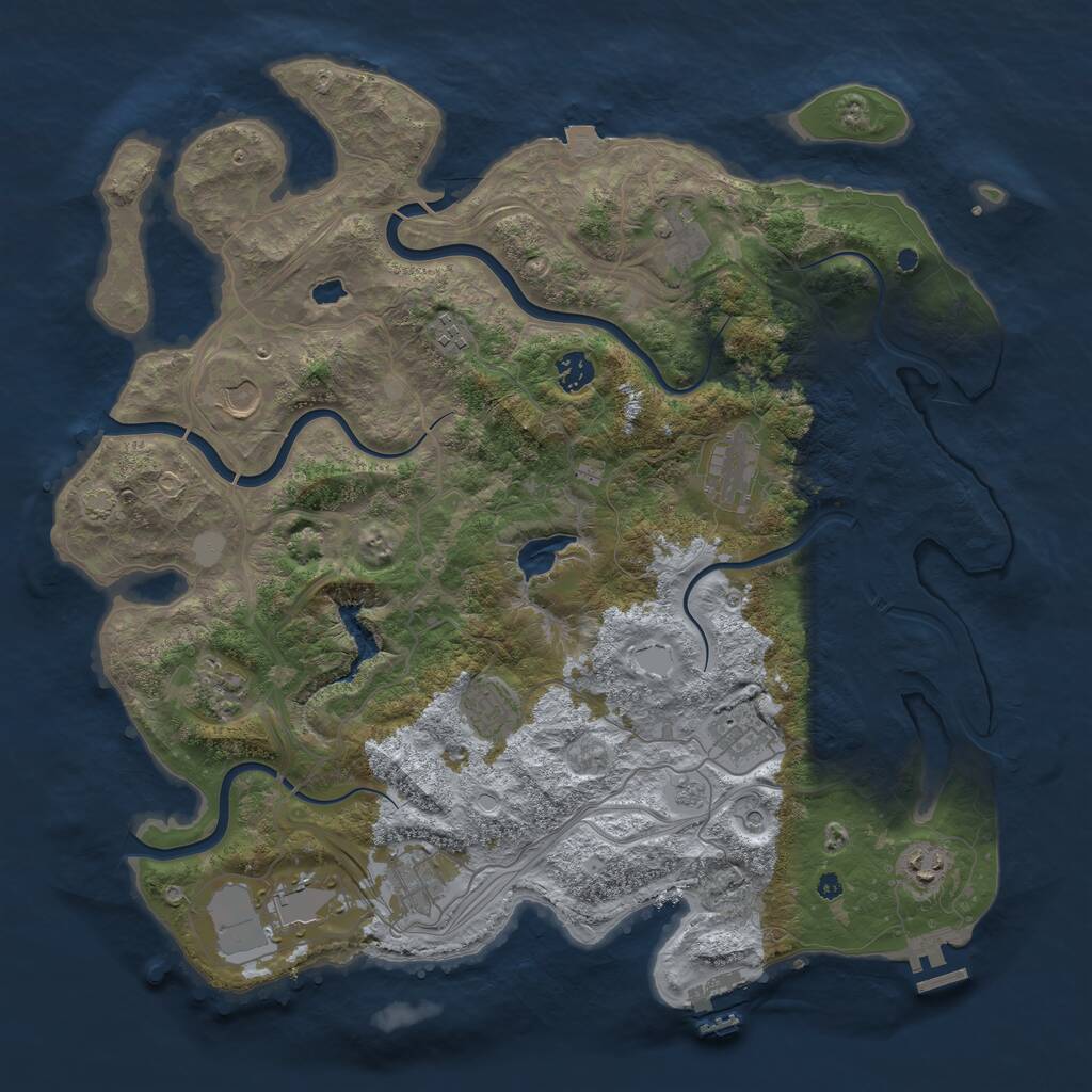 Rust Map: Procedural Map, Size: 4250, Seed: 489585493, 17 Monuments