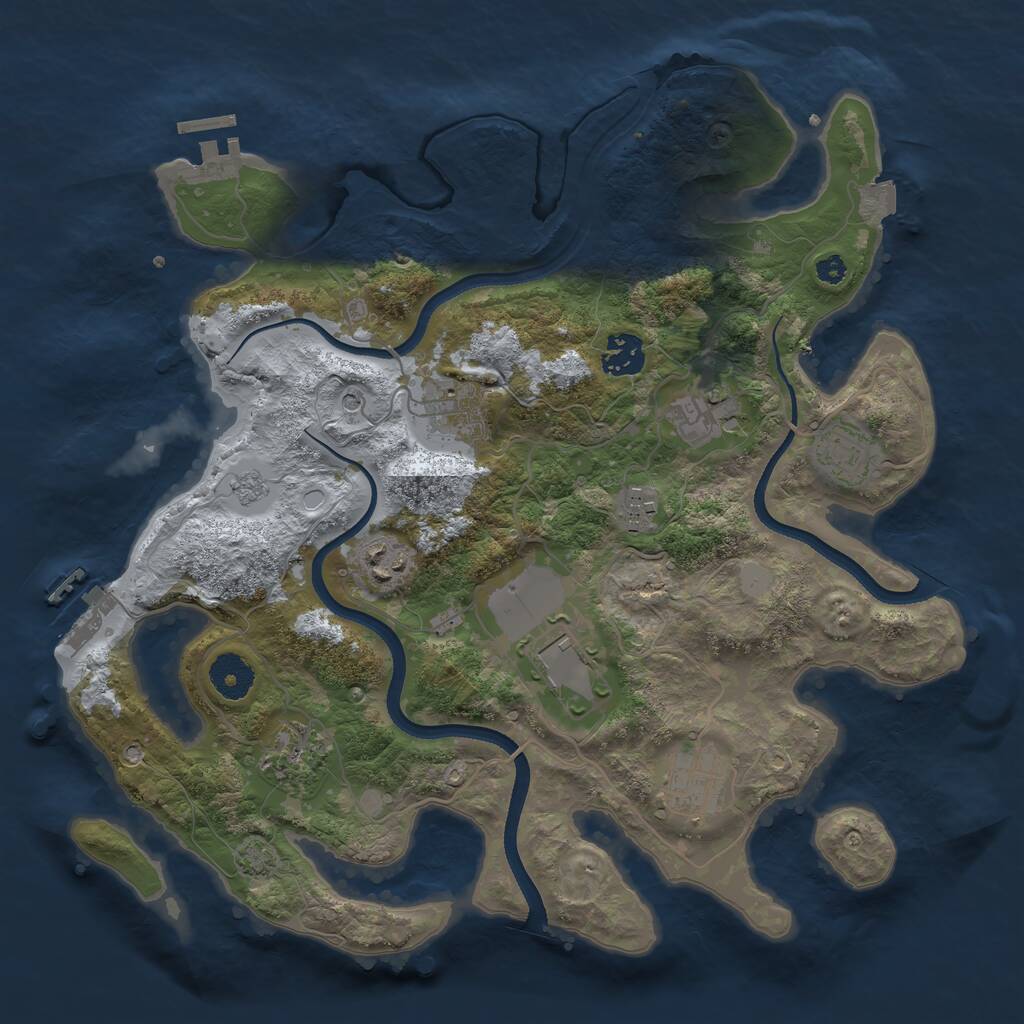 Rust Map: Procedural Map, Size: 3500, Seed: 1400866162, 15 Monuments