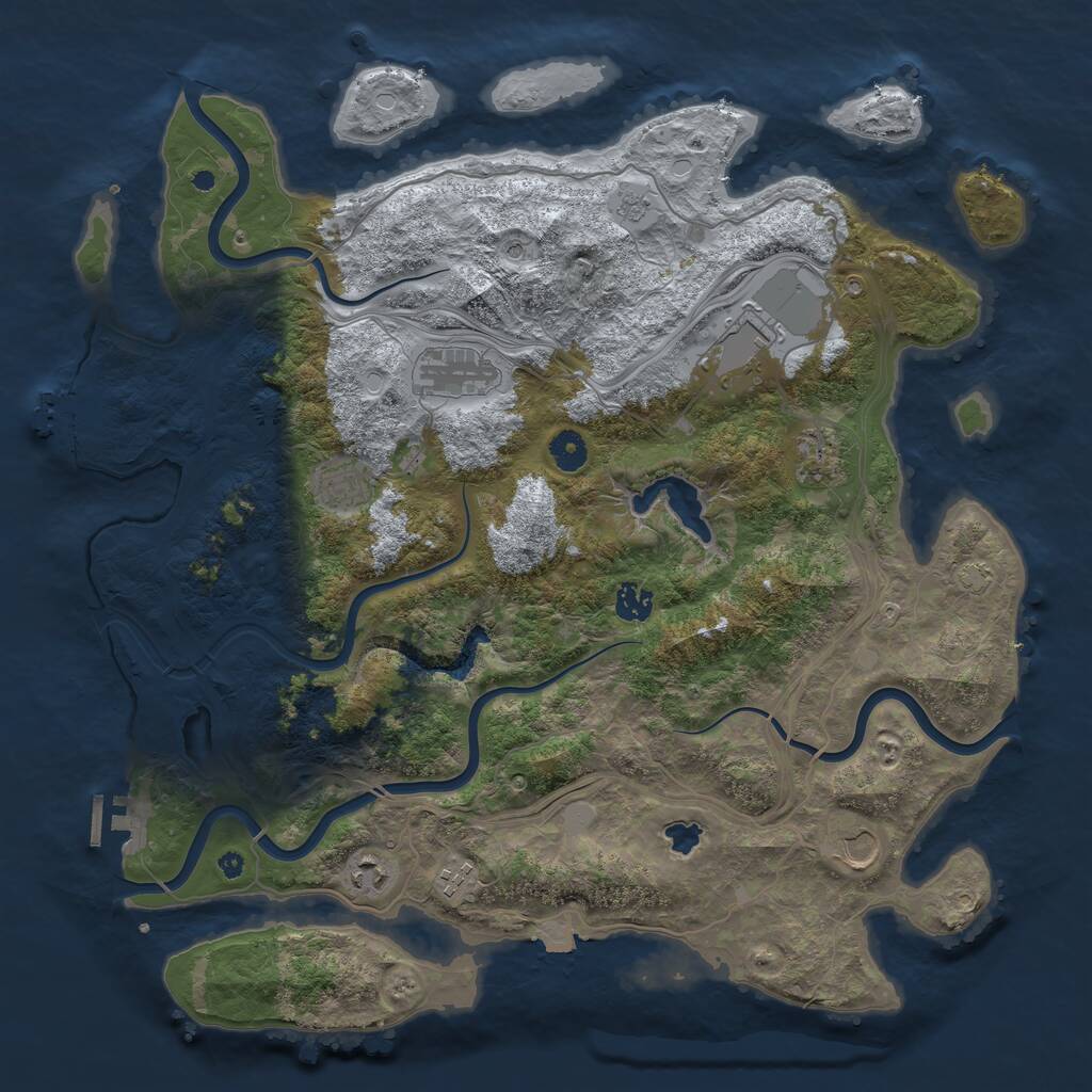 Rust Map: Procedural Map, Size: 4250, Seed: 3586737, 14 Monuments