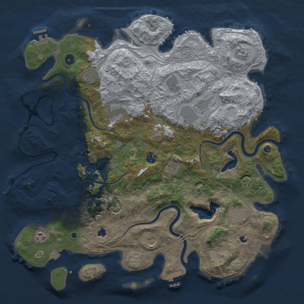 Rust Map: Procedural Map, Size: 4500, Seed: 1465105937, 17 Monuments