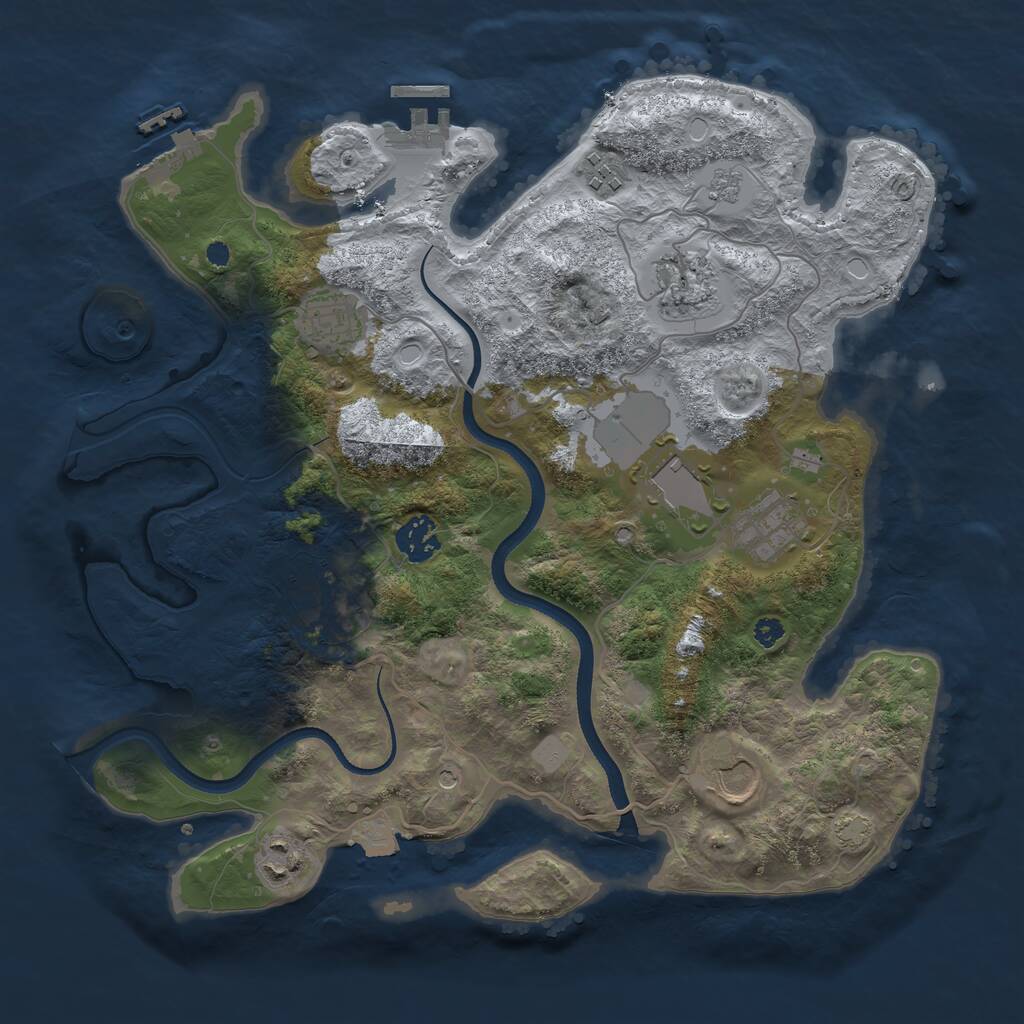 Rust Map: Procedural Map, Size: 3500, Seed: 998853332, 15 Monuments