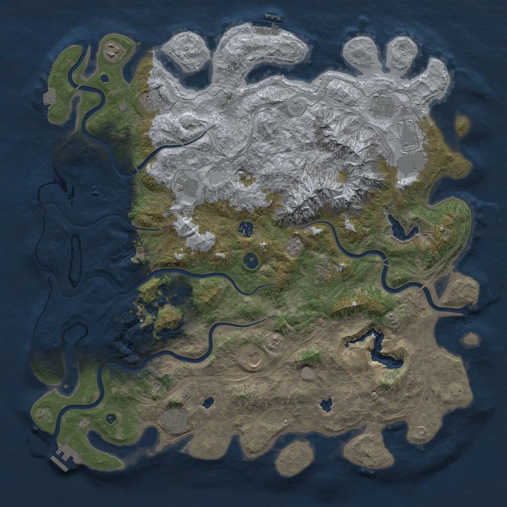 Rust Map: Procedural Map, Size: 5000, Seed: 1054376713, 16 Monuments