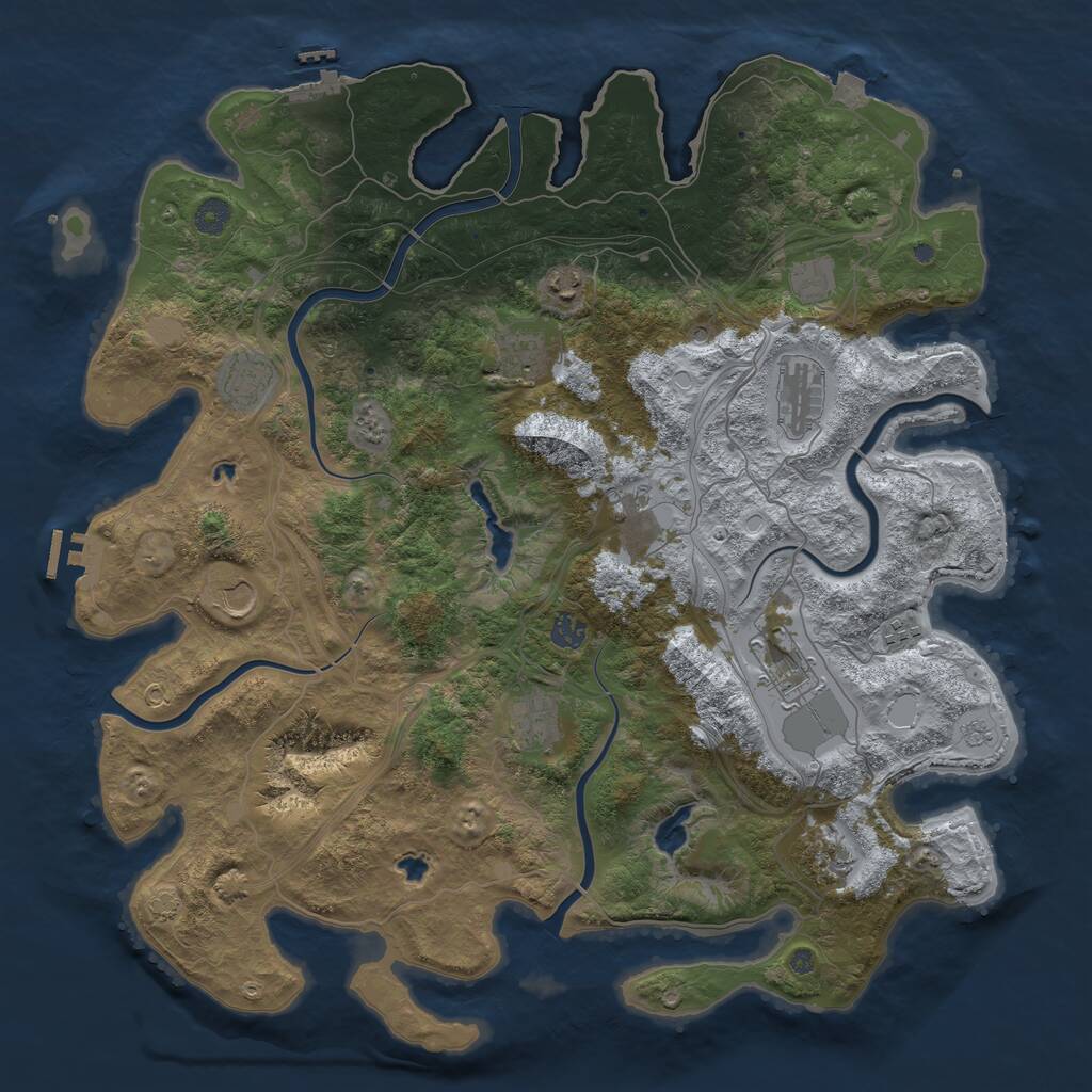 Rust Map: Procedural Map, Size: 4500, Seed: 1239521363, 19 Monuments