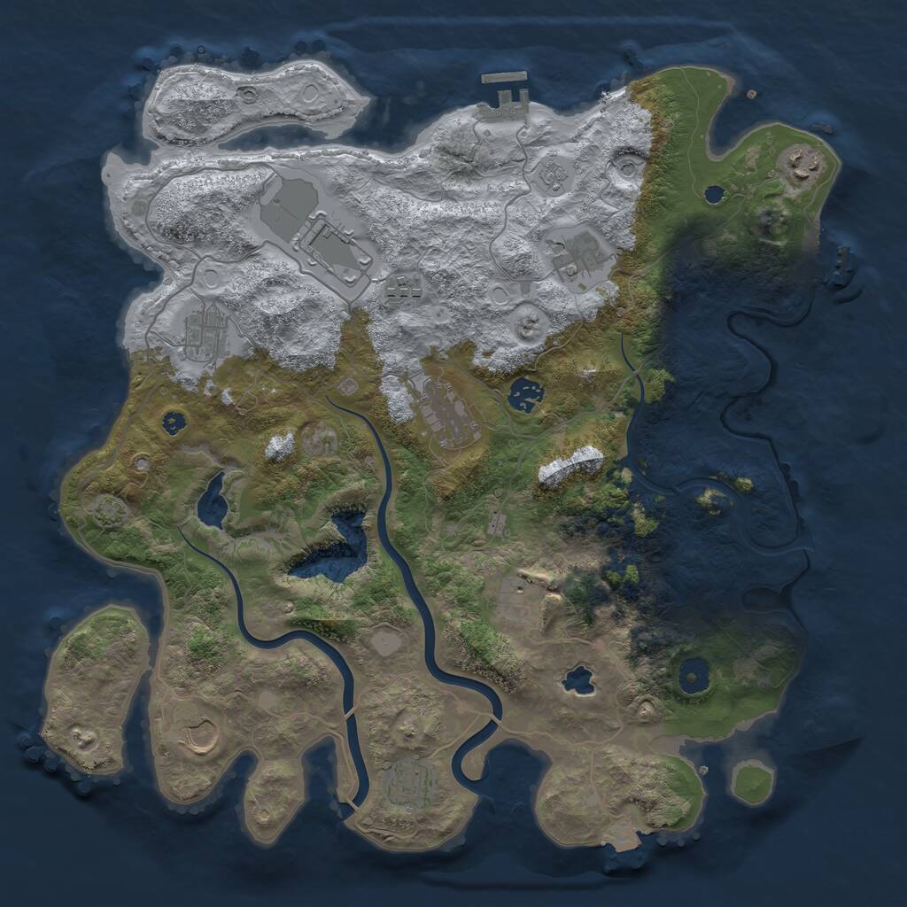 Rust Map: Procedural Map, Size: 4000, Seed: 68363082, 16 Monuments