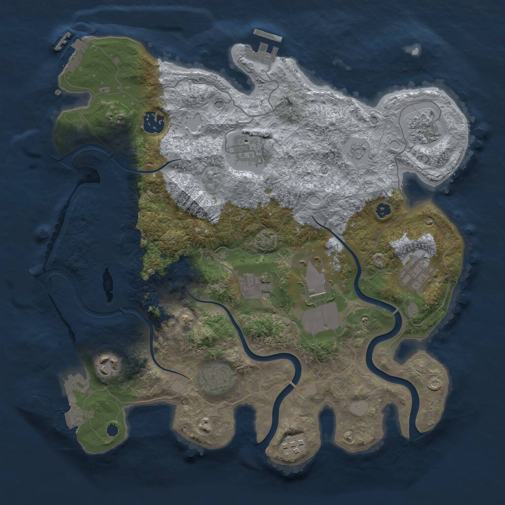Rust Map: Procedural Map, Size: 3500, Seed: 529652297, 15 Monuments