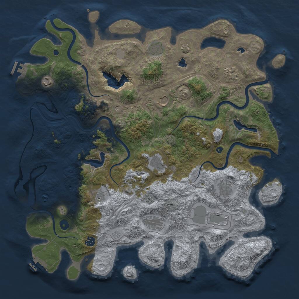 Rust Map: Procedural Map, Size: 4500, Seed: 490385535, 17 Monuments