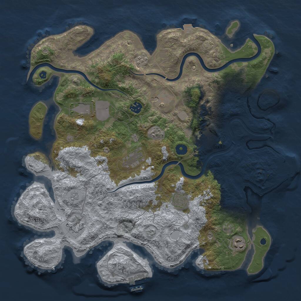 Rust Map: Procedural Map, Size: 3950, Seed: 1929293393, 15 Monuments