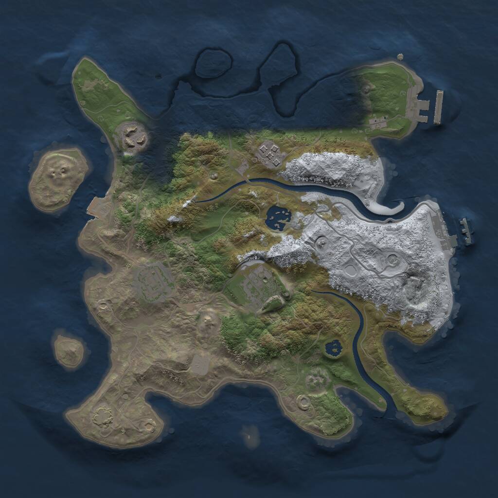 Rust Map: Procedural Map, Size: 3000, Seed: 455618843, 10 Monuments