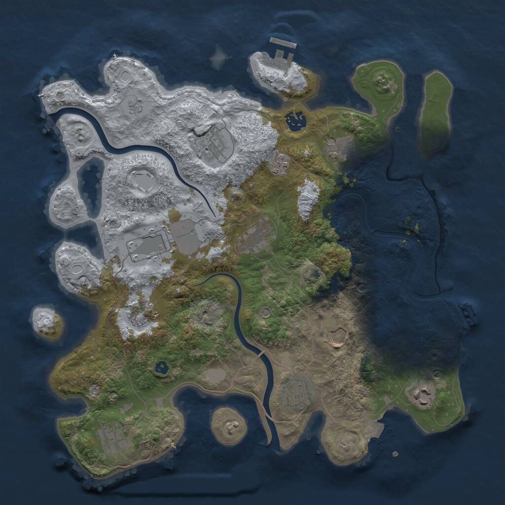 Rust Map: Procedural Map, Size: 3750, Seed: 1476983220, 17 Monuments