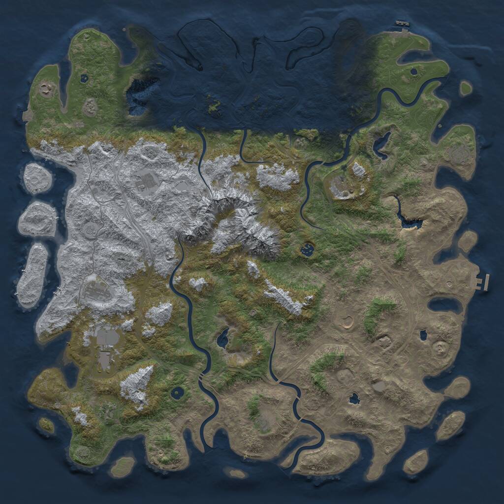 Rust Map: Procedural Map, Size: 6000, Seed: 3998284, 17 Monuments