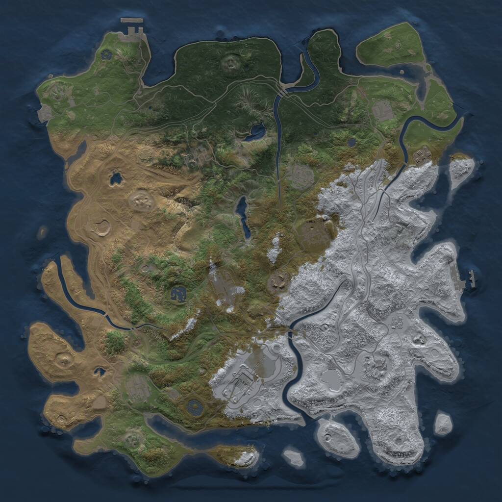 Rust Map: Procedural Map, Size: 4500, Seed: 52586635, 19 Monuments