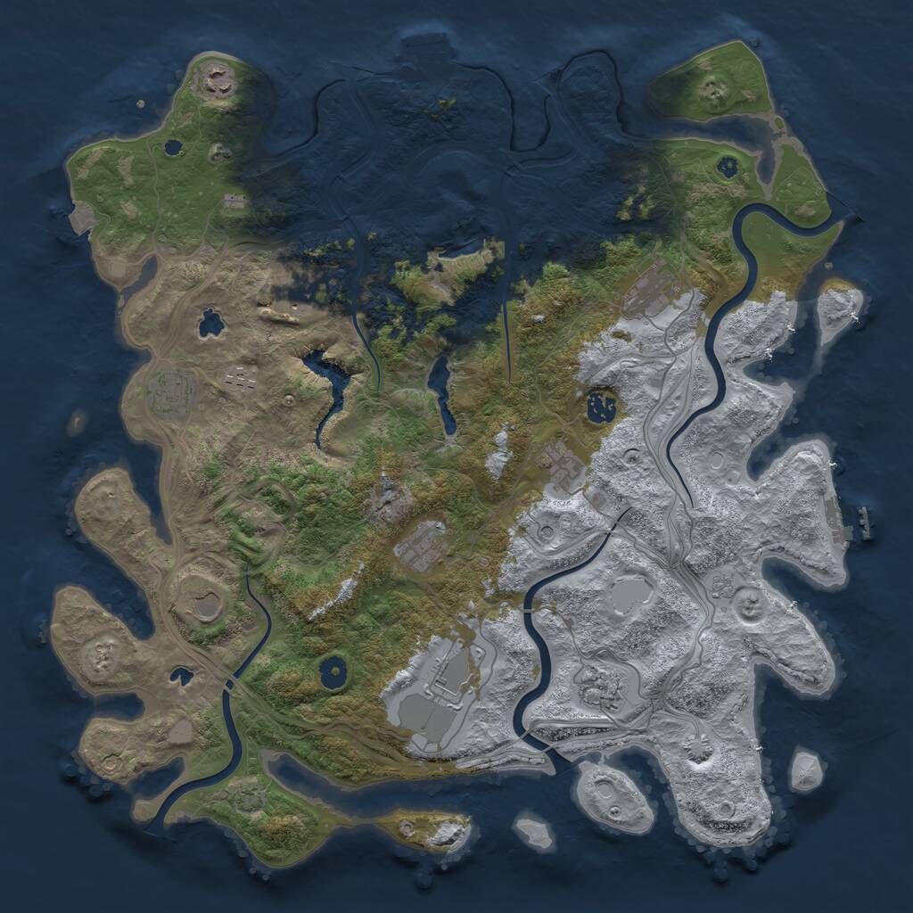 Rust Map: Procedural Map, Size: 4500, Seed: 52586635, 17 Monuments