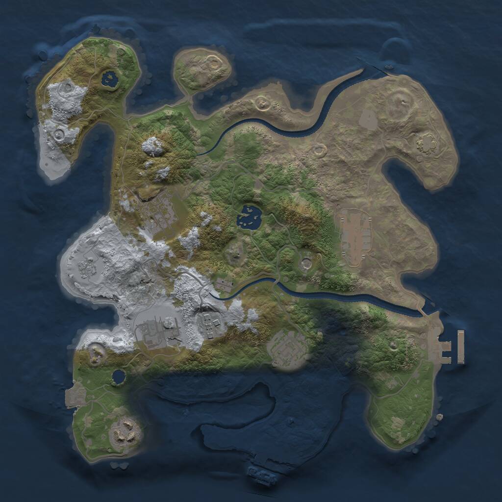 Rust Map: Procedural Map, Size: 3000, Seed: 1702843994, 13 Monuments