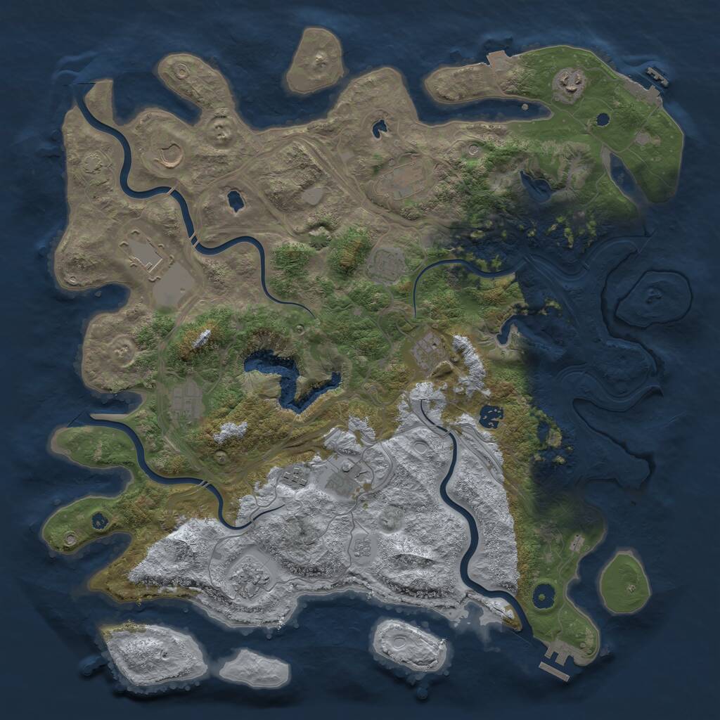 Rust Map: Procedural Map, Size: 4500, Seed: 652607658, 17 Monuments