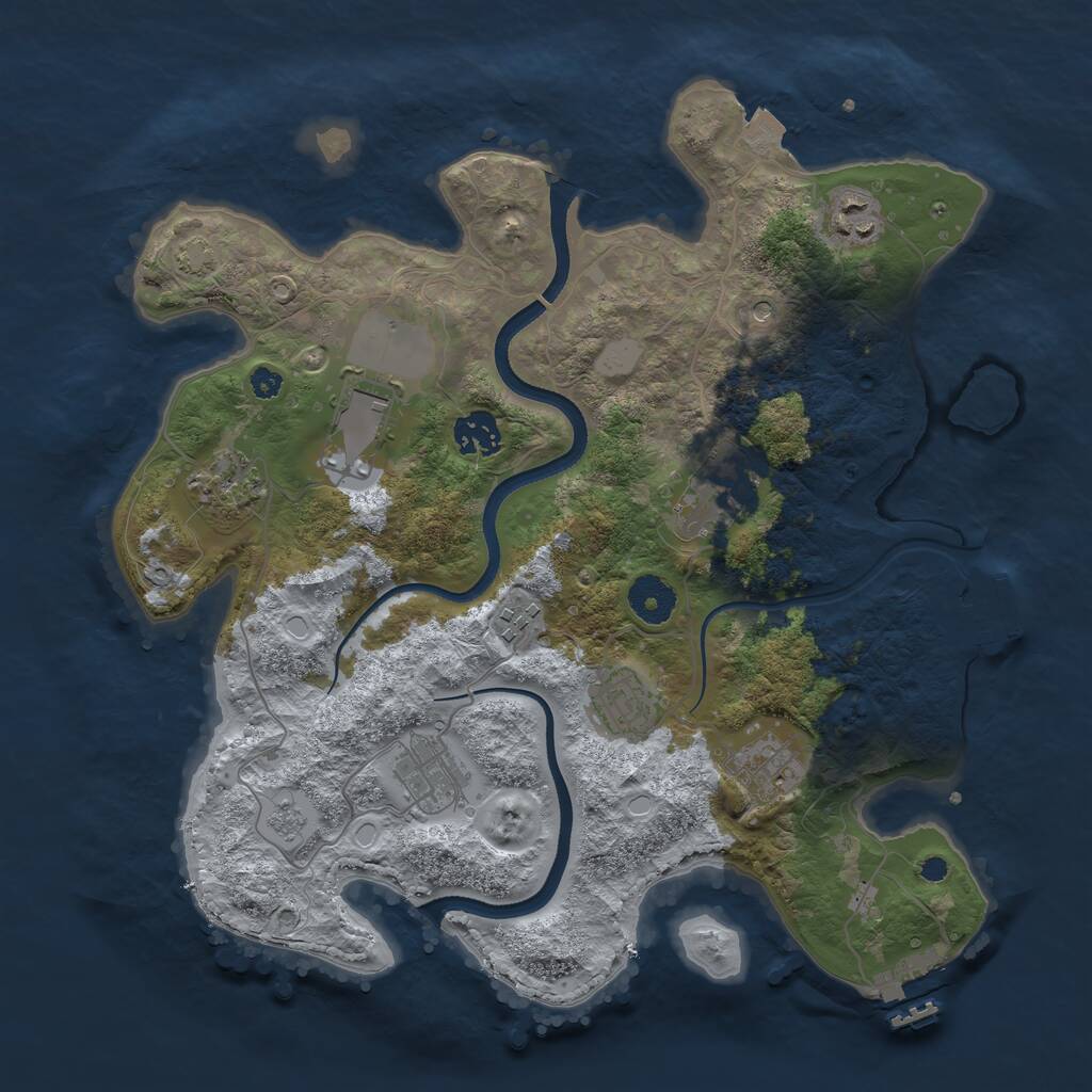 Rust Map: Procedural Map, Size: 3500, Seed: 1217845128, 15 Monuments