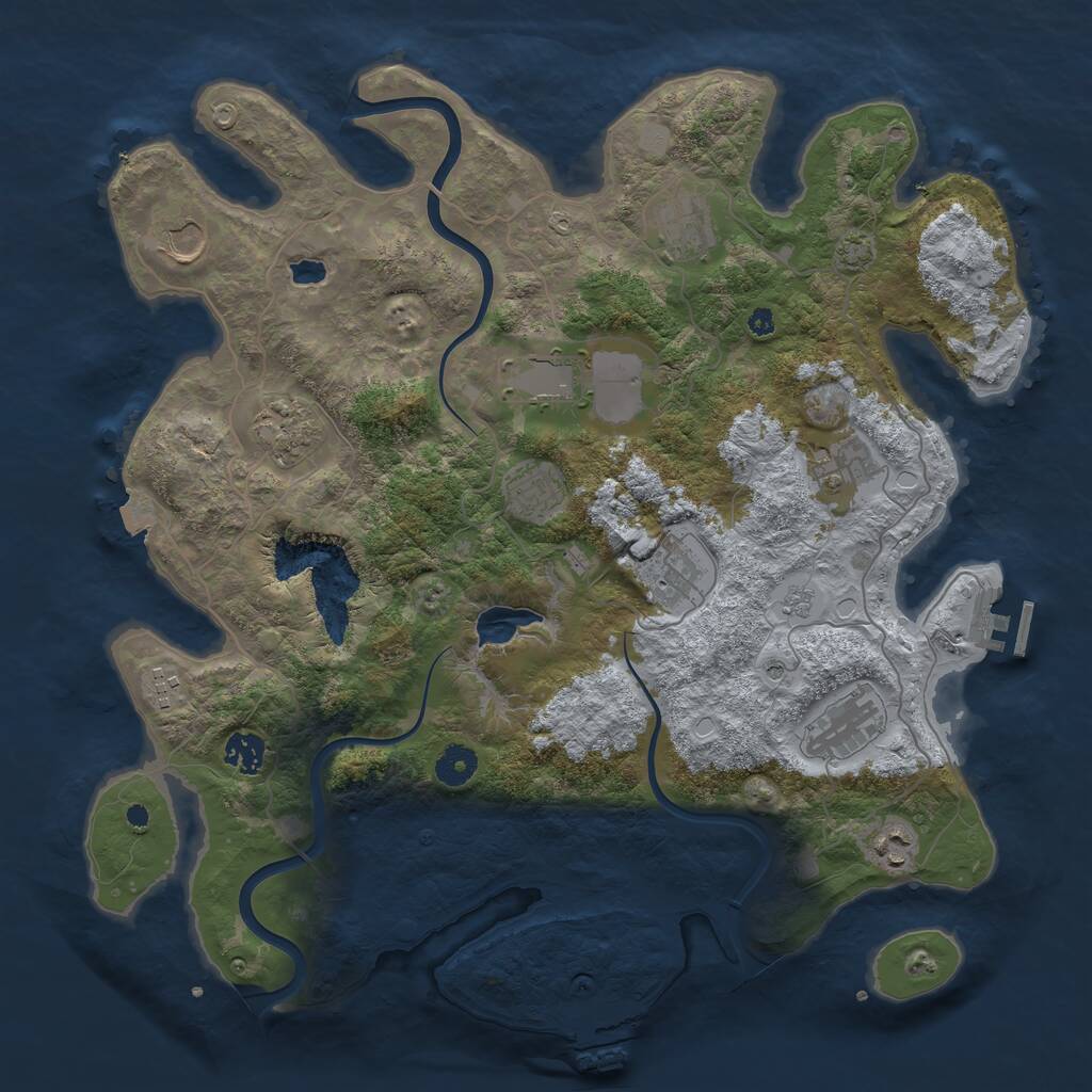 Rust Map: Procedural Map, Size: 4000, Seed: 1607028799, 17 Monuments