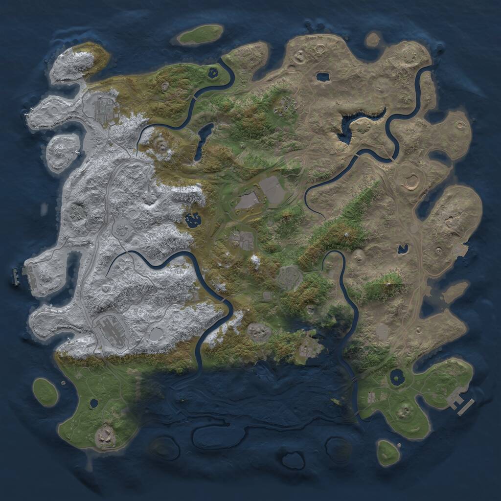 Rust Map: Procedural Map, Size: 4800, Seed: 2001185735, 17 Monuments