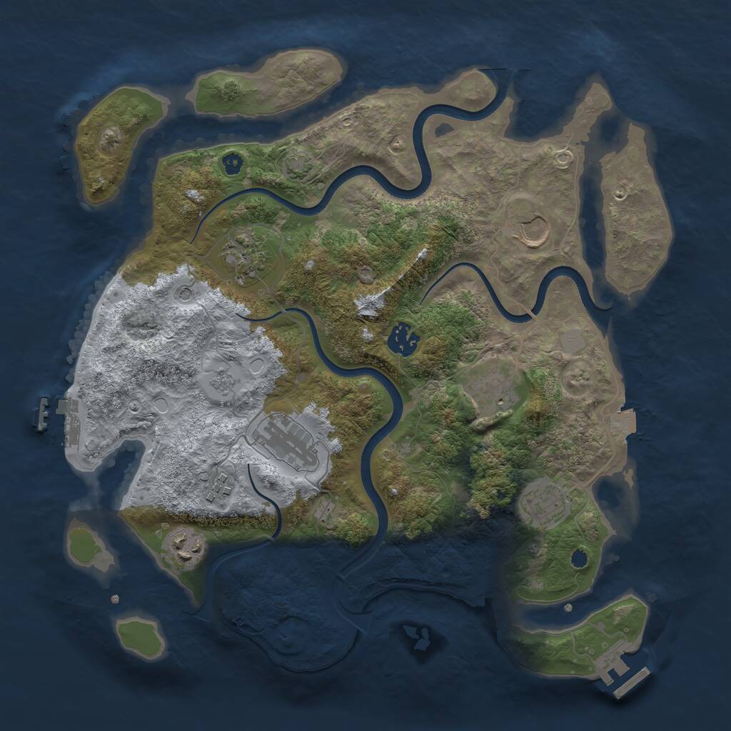 Rust Map: Procedural Map, Size: 3500, Seed: 1723608637, 14 Monuments