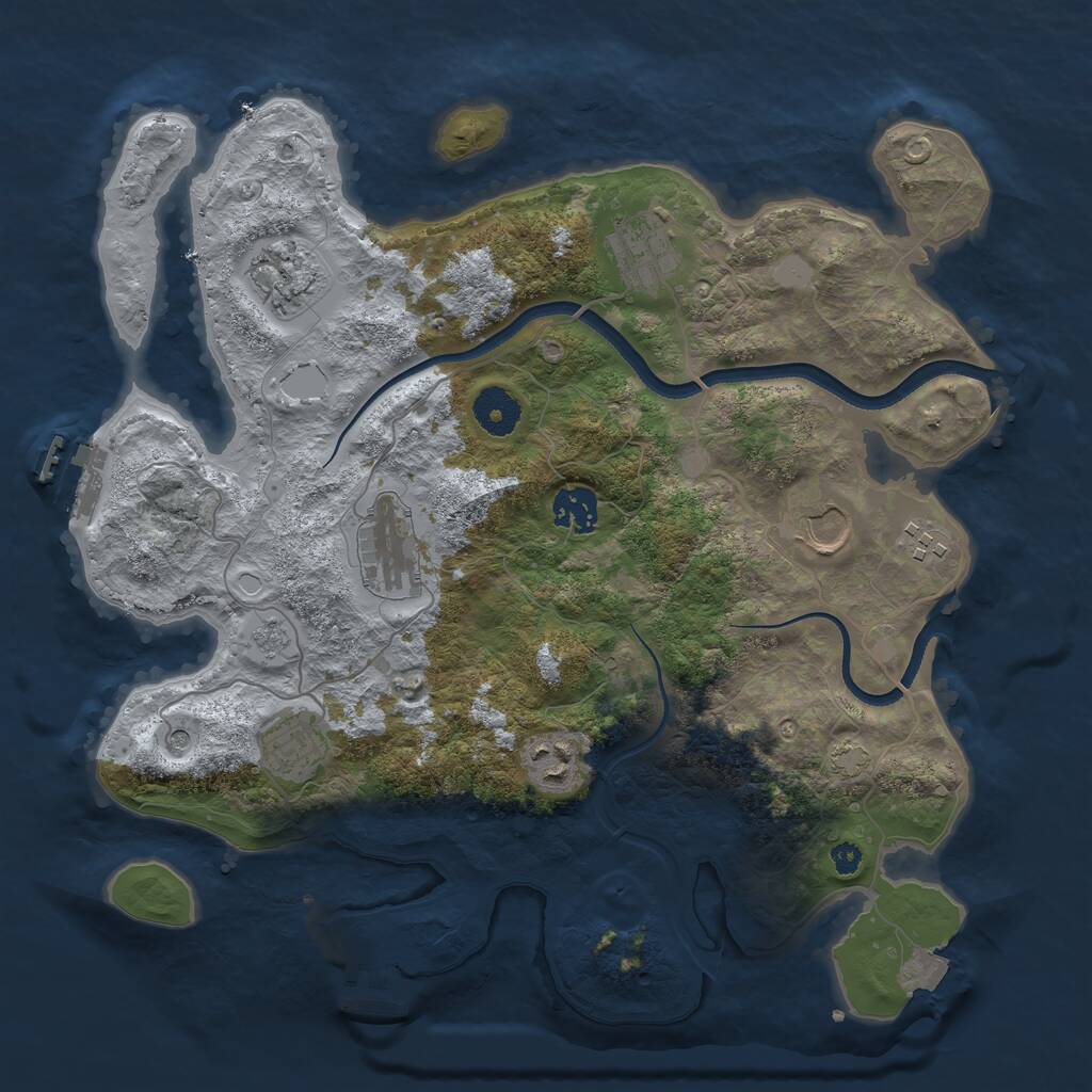 Rust Map: Procedural Map, Size: 3500, Seed: 117268430, 14 Monuments