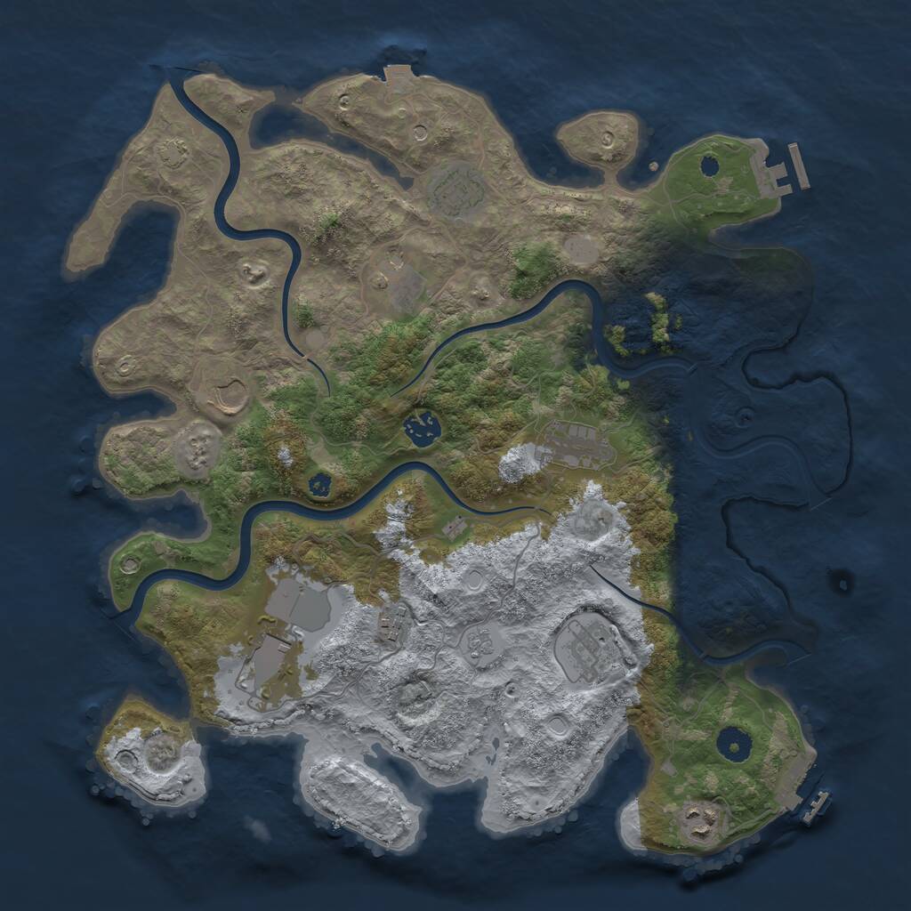 Rust Map: Procedural Map, Size: 3900, Seed: 1309520299, 15 Monuments