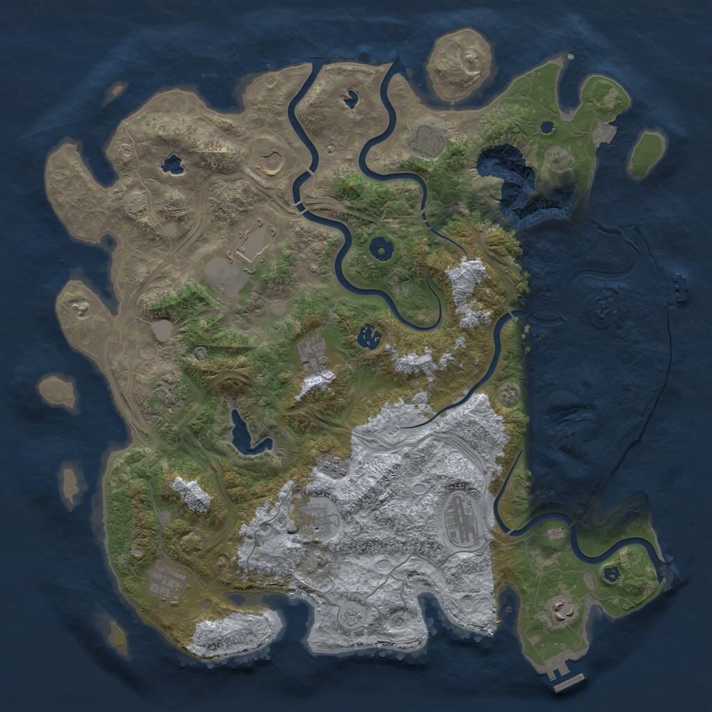 Rust Map: Procedural Map, Size: 4500, Seed: 921166472, 17 Monuments