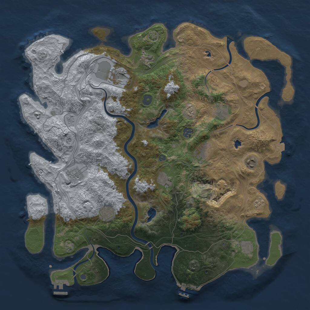 Rust Map: Procedural Map, Size: 4500, Seed: 1347011157, 18 Monuments