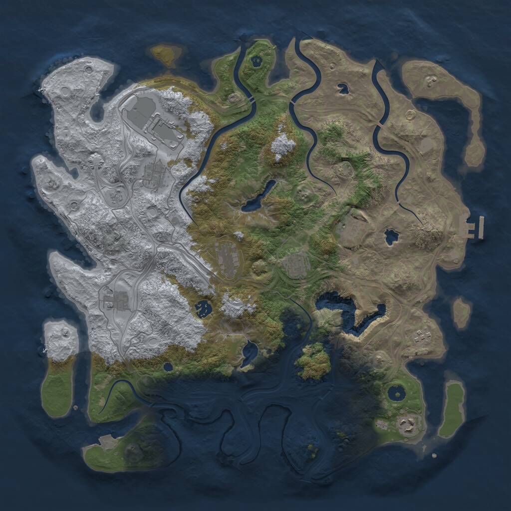 Rust Map: Procedural Map, Size: 4500, Seed: 1347011157, 14 Monuments