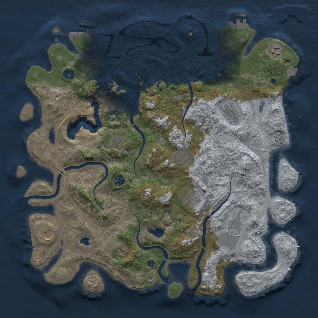Rust Map: Procedural Map, Size: 4400, Seed: 657306598, 16 Monuments