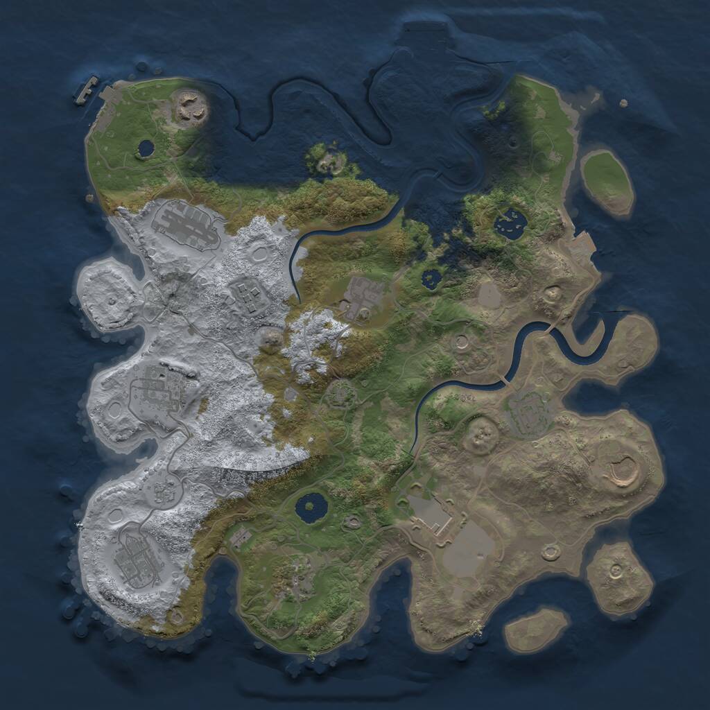 Rust Map: Procedural Map, Size: 3500, Seed: 550496754, 17 Monuments