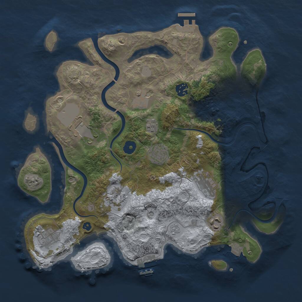 Rust Map: Procedural Map, Size: 3500, Seed: 1935432709, 15 Monuments