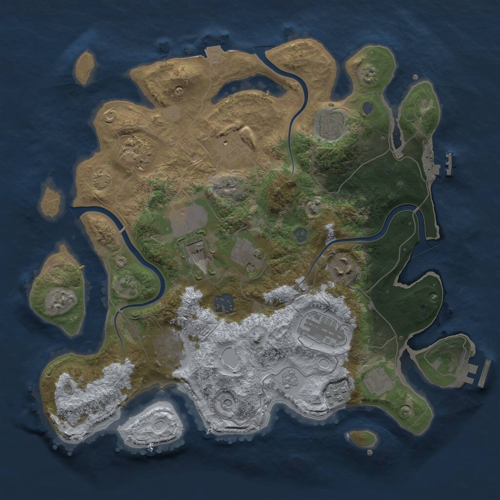 Rust Map: Procedural Map, Size: 3500, Seed: 1935432709, 18 Monuments