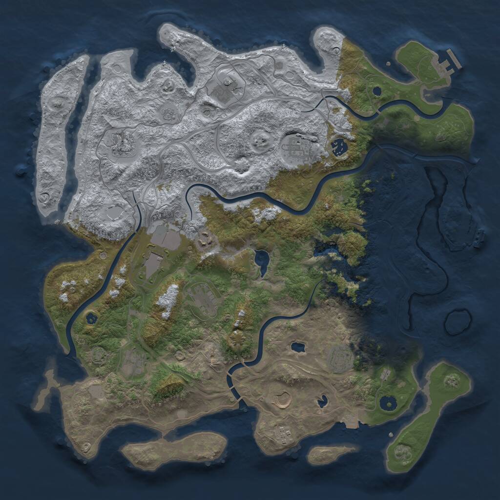 Rust Map: Procedural Map, Size: 4500, Seed: 18791368, 17 Monuments