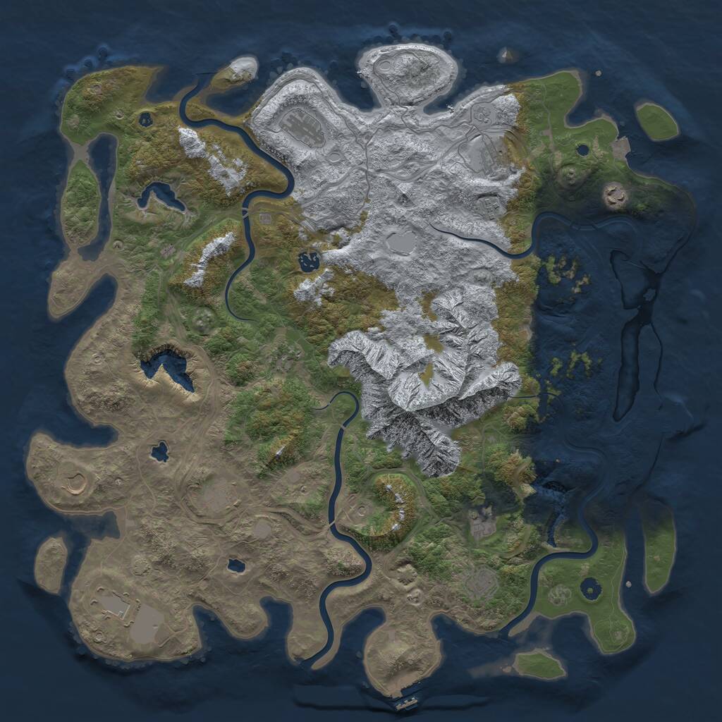 Rust Map: Procedural Map, Size: 5100, Seed: 725321576, 17 Monuments