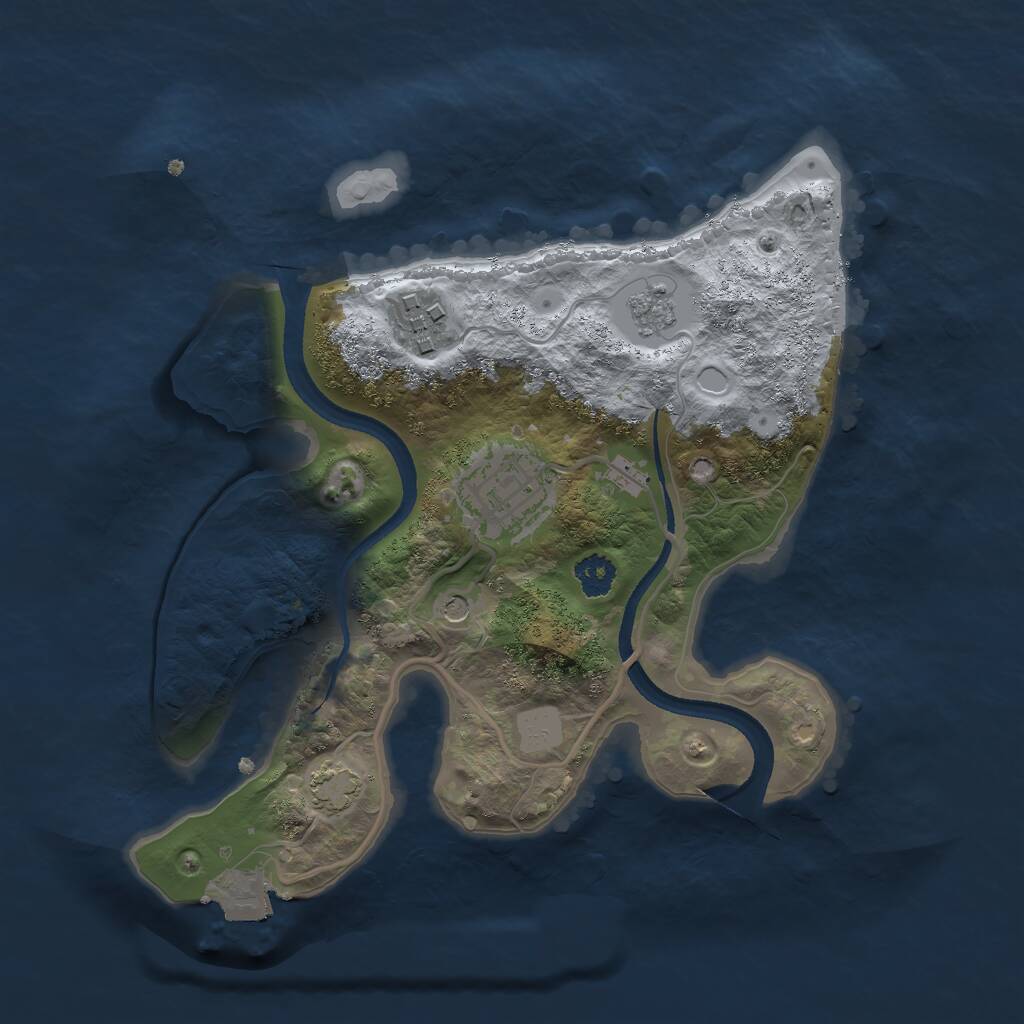 Rust Map: Procedural Map, Size: 2500, Seed: 5000007, 6 Monuments