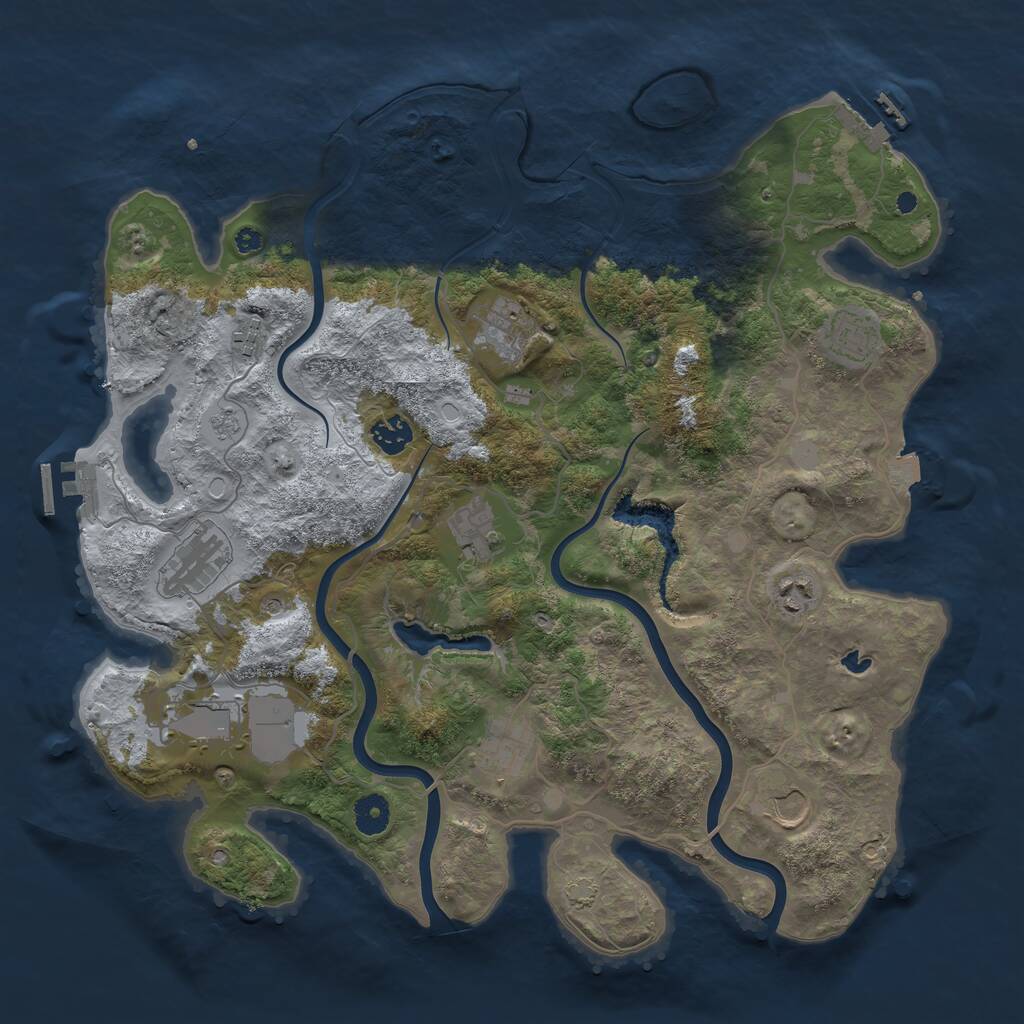 Rust Map: Procedural Map, Size: 4000, Seed: 12985, 16 Monuments