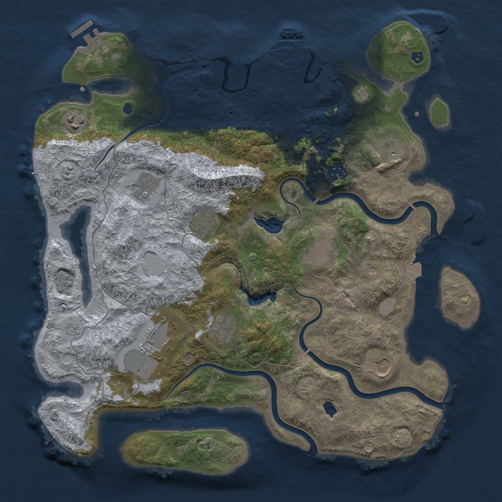 Rust Map: Procedural Map, Size: 4050, Seed: 800652831, 16 Monuments