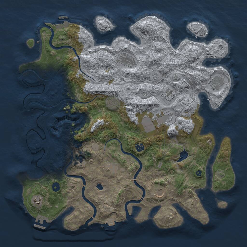 Rust Map: Procedural Map, Size: 4250, Seed: 1852176244, 16 Monuments