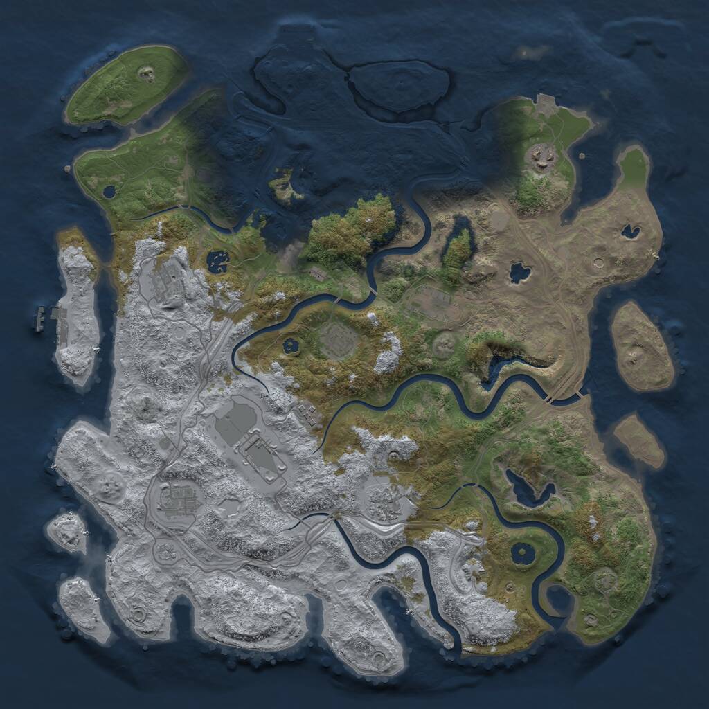 Rust Map: Procedural Map, Size: 4500, Seed: 613376875, 16 Monuments