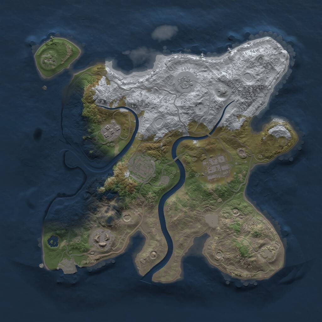 Rust Map: Procedural Map, Size: 2800, Seed: 1042247630, 8 Monuments