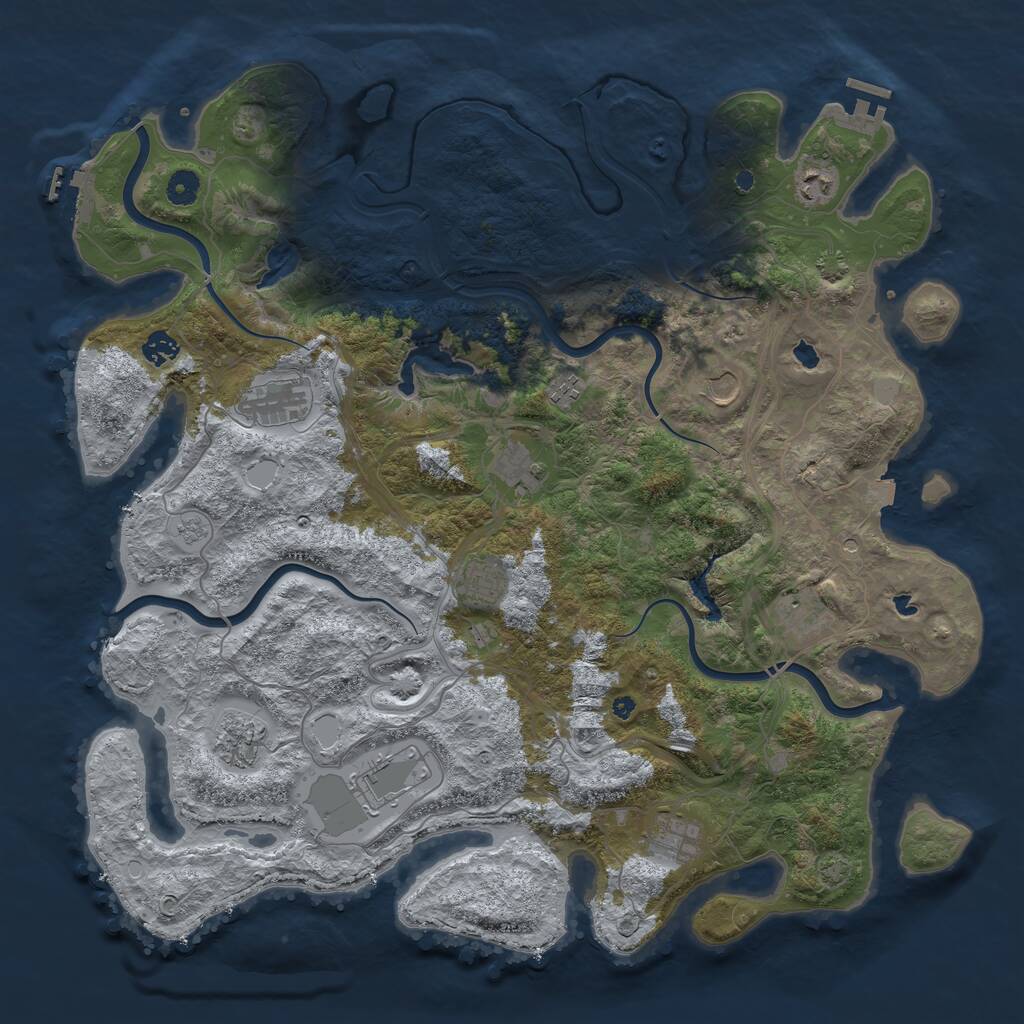 Rust Map: Procedural Map, Size: 4500, Seed: 1237187212, 17 Monuments