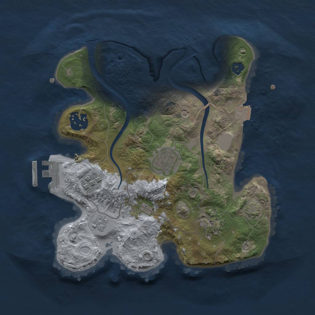 Rust Map: Procedural Map, Size: 2500, Seed: 382874322, 9 Monuments