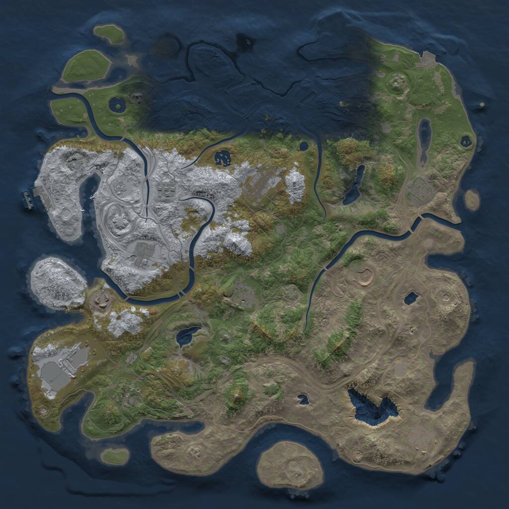 Rust Map: Procedural Map, Size: 4500, Seed: 905660457, 17 Monuments