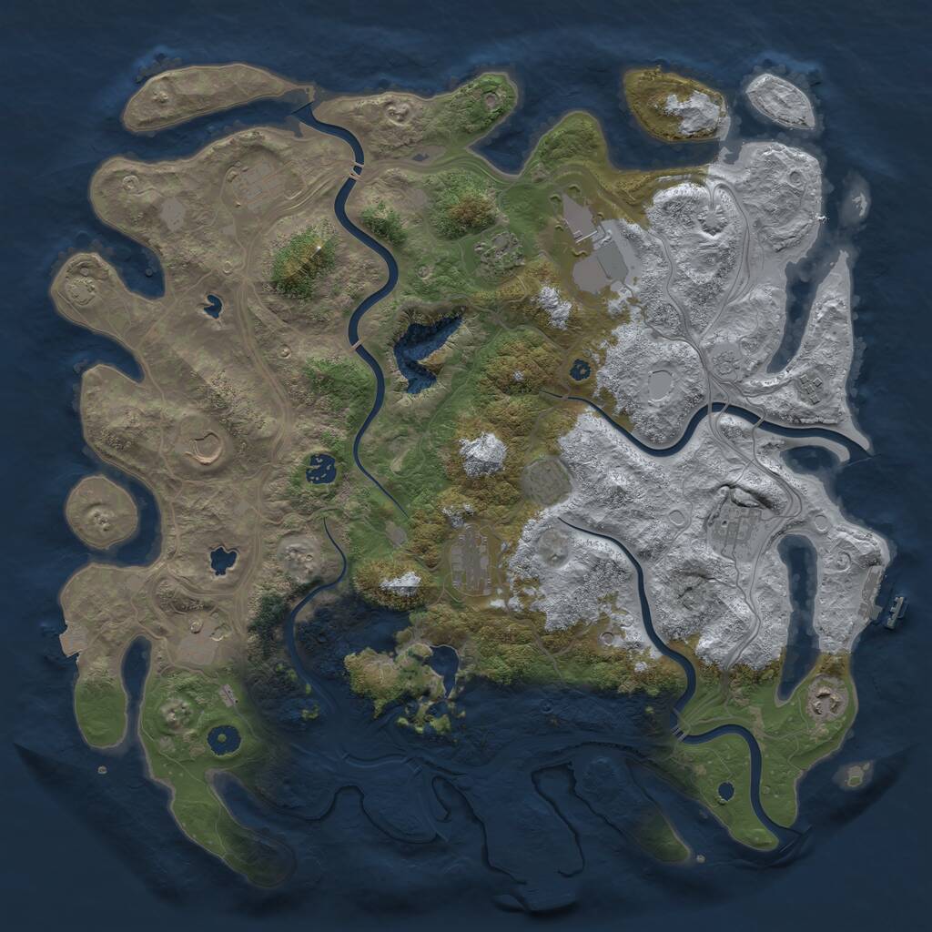 Rust Map: Procedural Map, Size: 4500, Seed: 1059050891, 17 Monuments