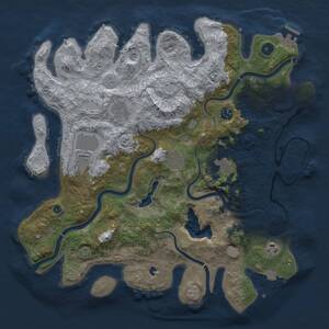 Thumbnail Rust Map: Procedural Map, Size: 4050, Seed: 363731293, 13 Monuments