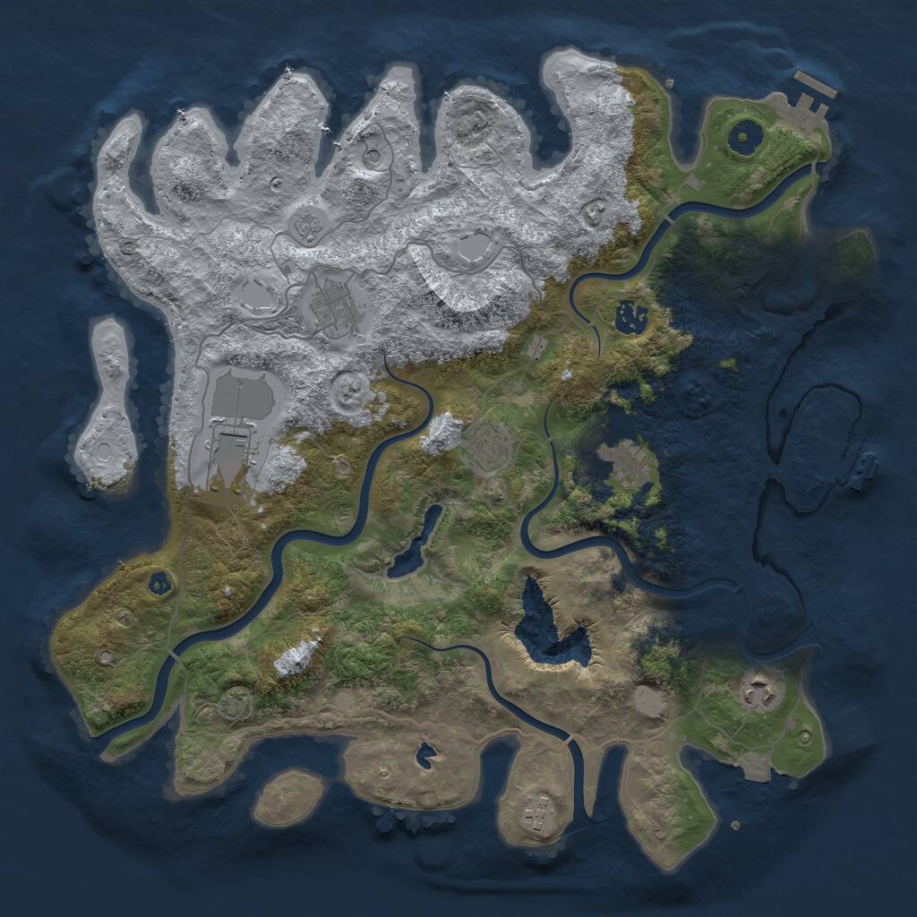 Rust Map: Procedural Map, Size: 4050, Seed: 363731293, 13 Monuments