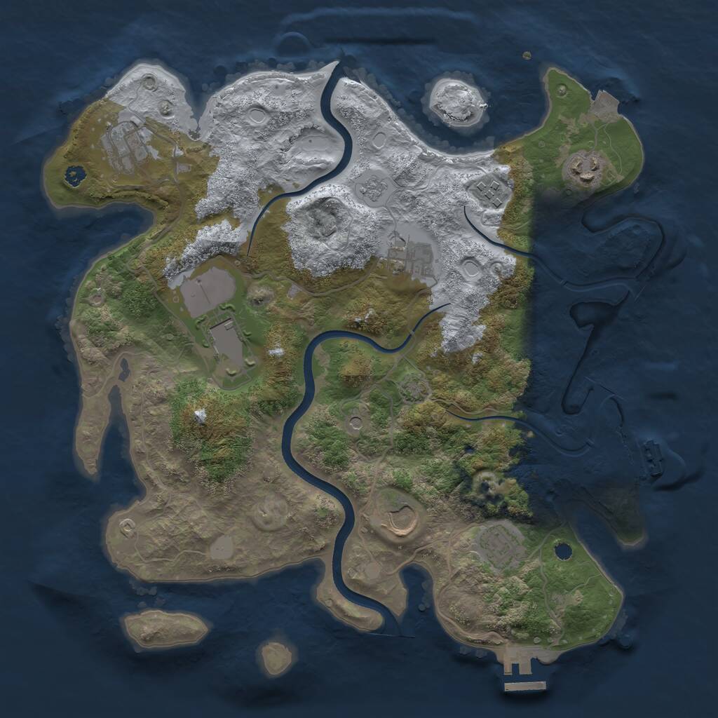 Rust Map: Procedural Map, Size: 3500, Seed: 1199462434, 13 Monuments