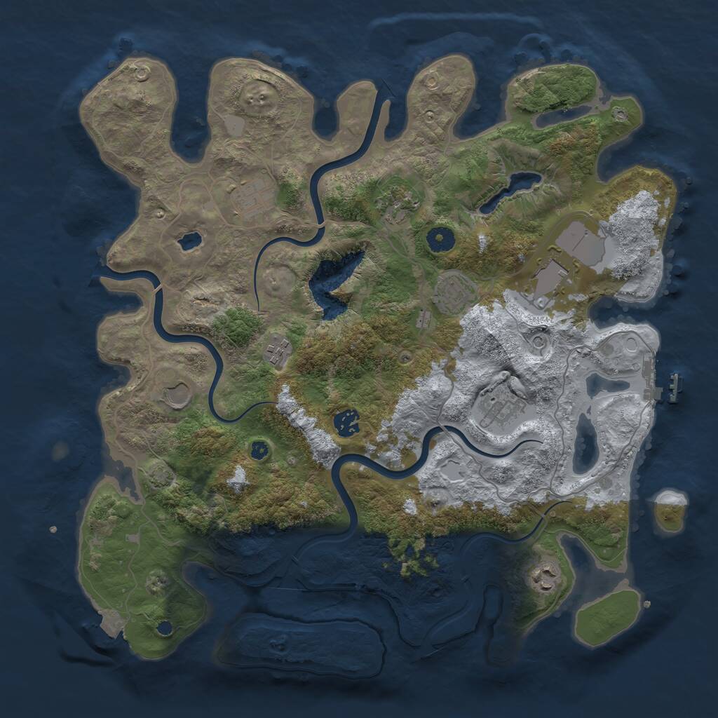 Rust Map: Procedural Map, Size: 4000, Seed: 733614334, 13 Monuments