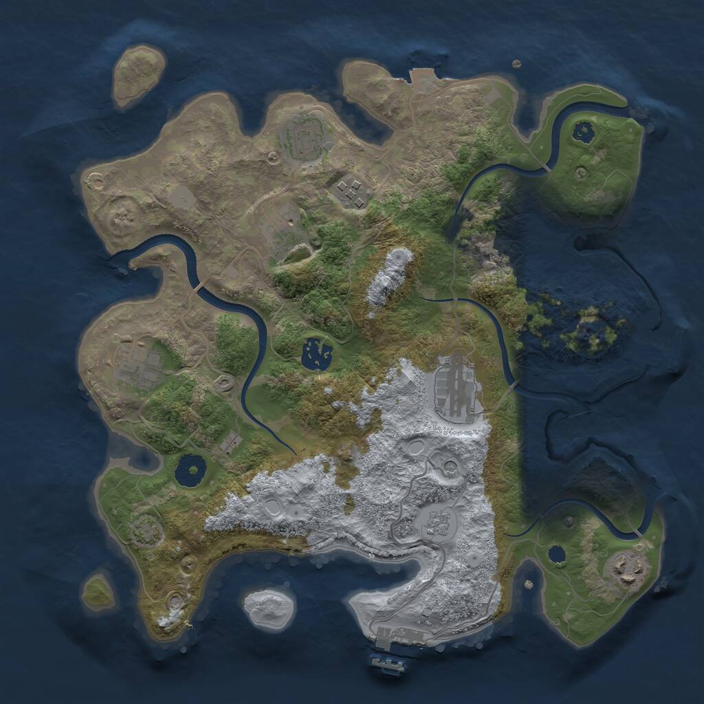 Rust Map: Procedural Map, Size: 3300, Seed: 805893244, 13 Monuments