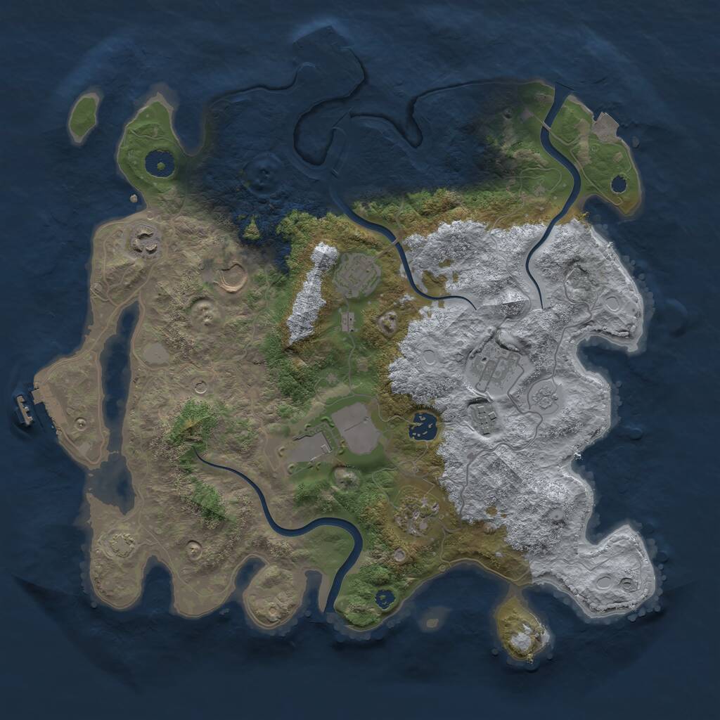 Rust Map: Procedural Map, Size: 3750, Seed: 2052168893, 14 Monuments