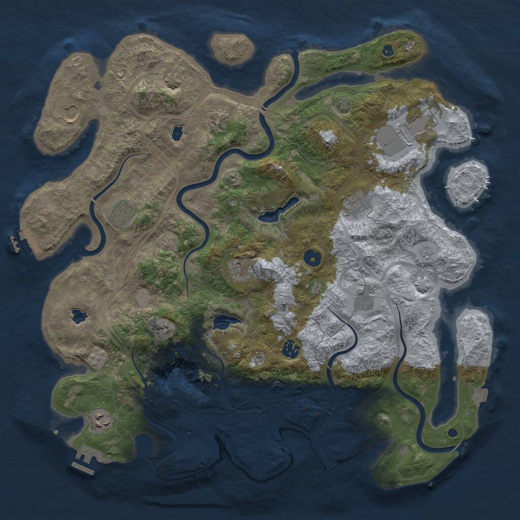 Rust Map: Procedural Map, Size: 4500, Seed: 1227547905, 16 Monuments